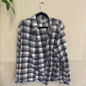 Blue and White Casual Button Down Shirt